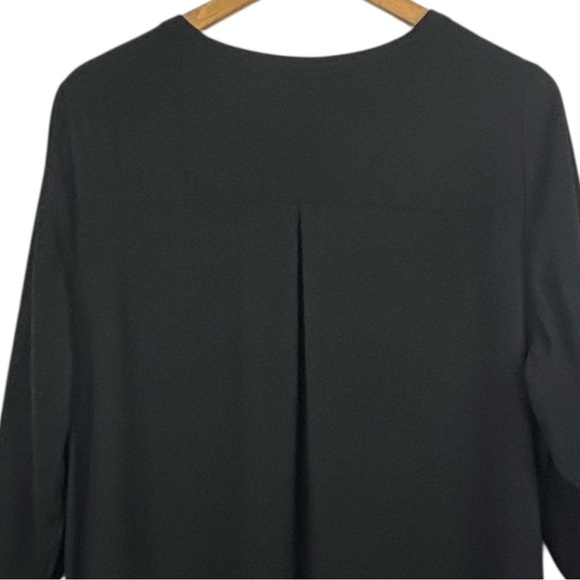 Reitmans Black 1/2  Sleeve Layer Look Front Semi Sheer Hi Lo V-Neck Blouse 16 - Picture 7 of 11
